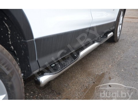 Ford Kuga с 2019-н.в. боковые подножки Delux d76 из нержавеющей стали