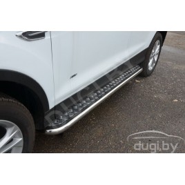 Ford Kuga с 2012-2019 боковые подножки Hector D53 из нержавеющей стали и накладным листом из алюминия 