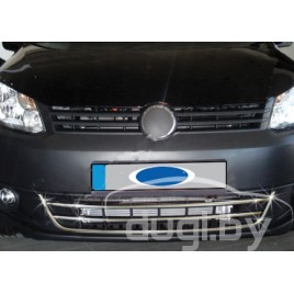 Хром окантовка и накладки на передний бампер 3шт. Omsa для Volkswagen Caddy 2010-... 