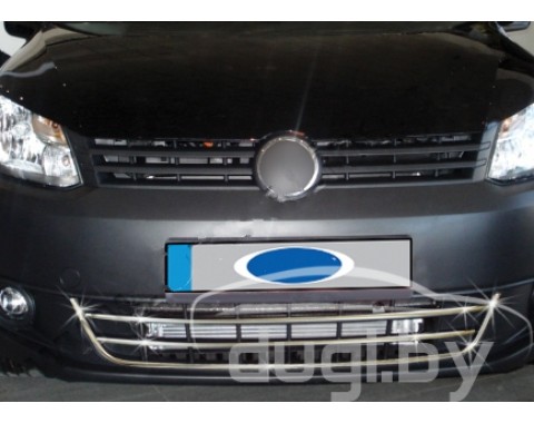 Хром окантовка и накладки на передний бампер 3шт. Omsa для Volkswagen Caddy 2010-... 