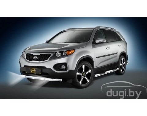 Одинарная труба "Cobra" с Led подсветкой для Kia Sorento 2010-2012